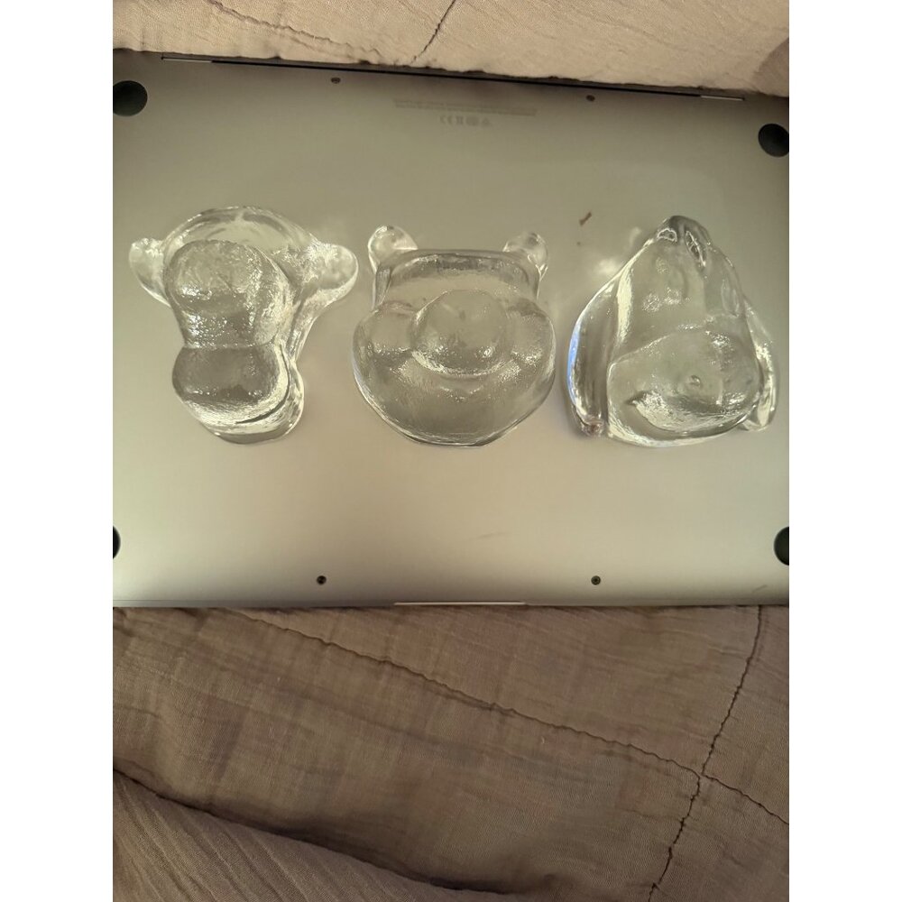 Set of 3 Collectible Disney Tigger Winnie Eeyore Glass Paper Weight Figurine Rar
